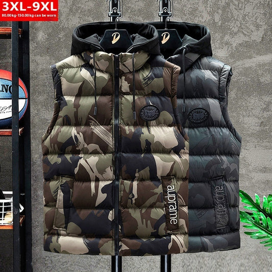 Autumn And Winter Men's Camouflage Hooded Cotton Vest Warm Sleeveless