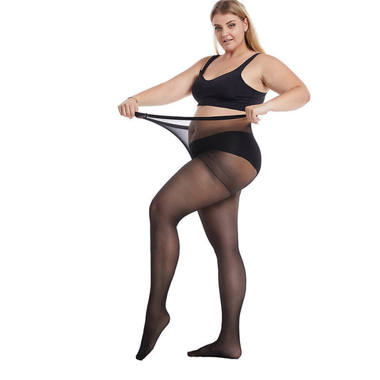 Fashion Fat Buttocks Thick Waist Anti-hook Silk Thin Plus Stockings Women