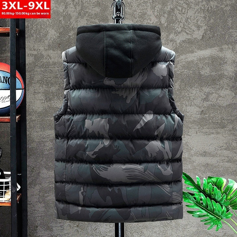 Autumn And Winter Men's Camouflage Hooded Cotton Vest Warm Sleeveless