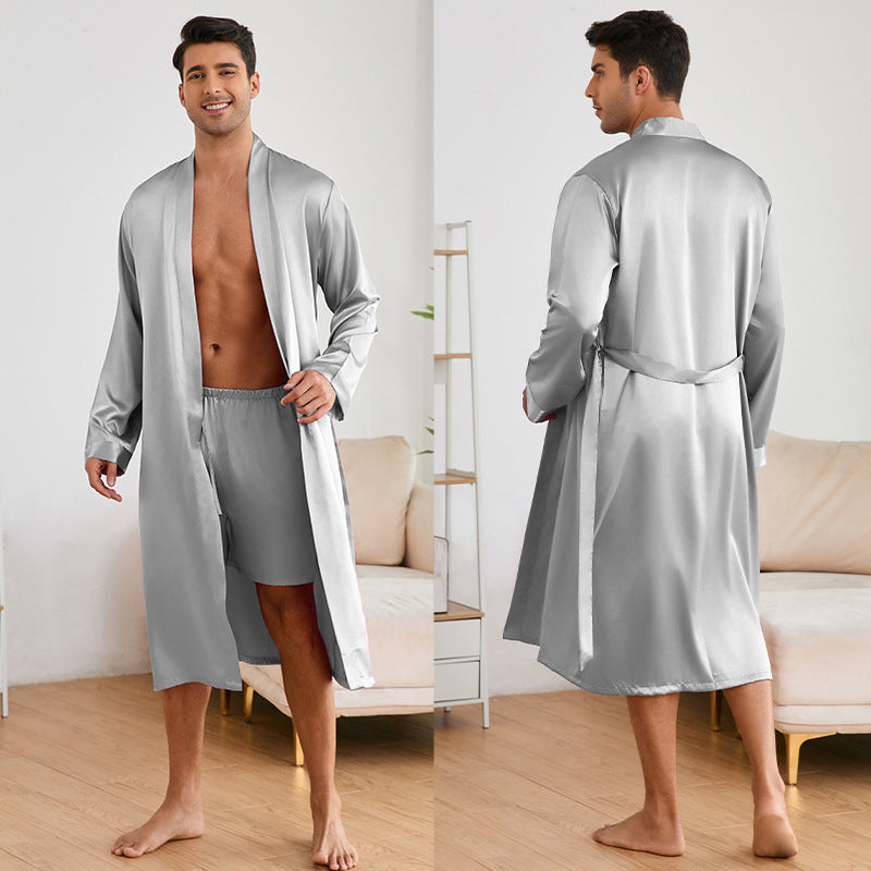 Men's Robes Shorts Suit Solid Color Homewear