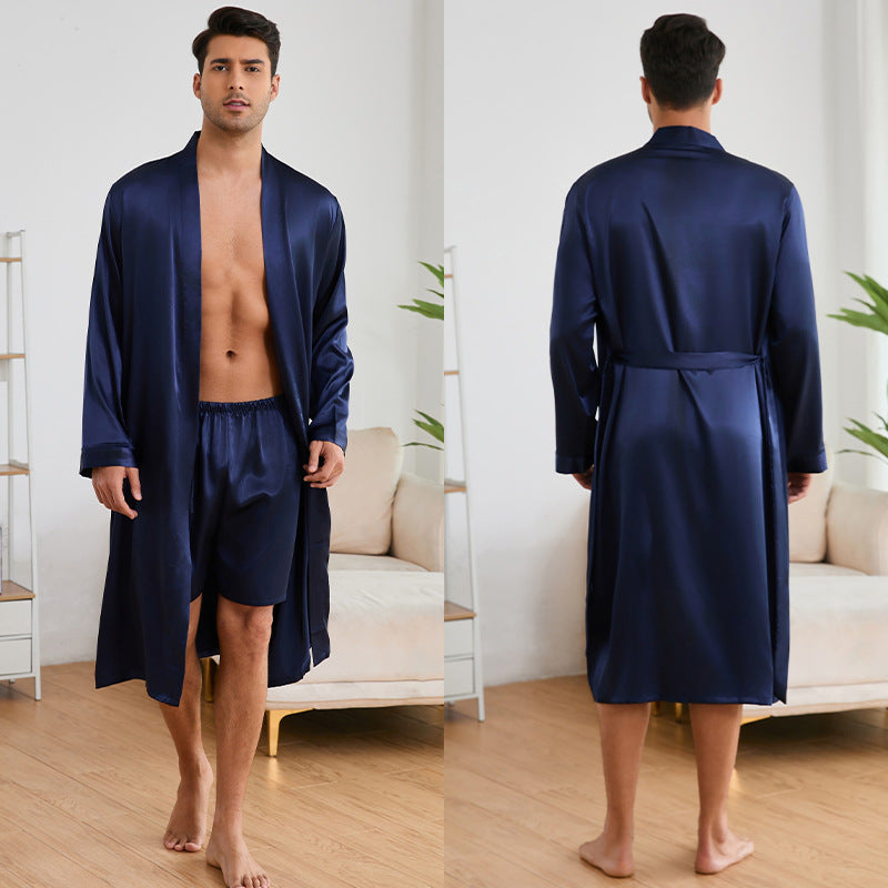 Men's Robes Shorts Suit Solid Color Homewear