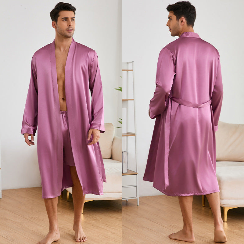 Men's Robes Shorts Suit Solid Color Homewear